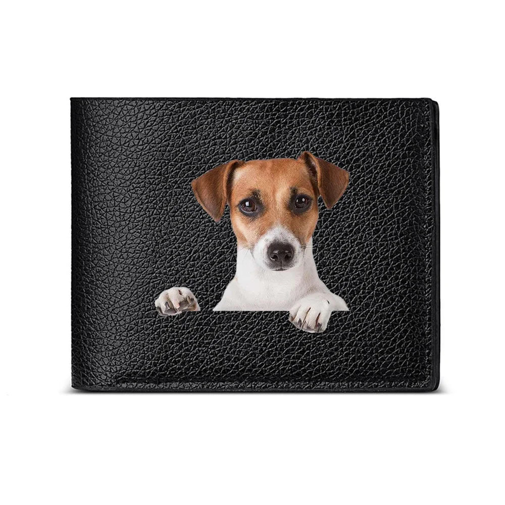 Cute Dog Peeking From Wallet Design Men's Fashion Card Holder Casual Business Style Accessory With Playful Animal Print