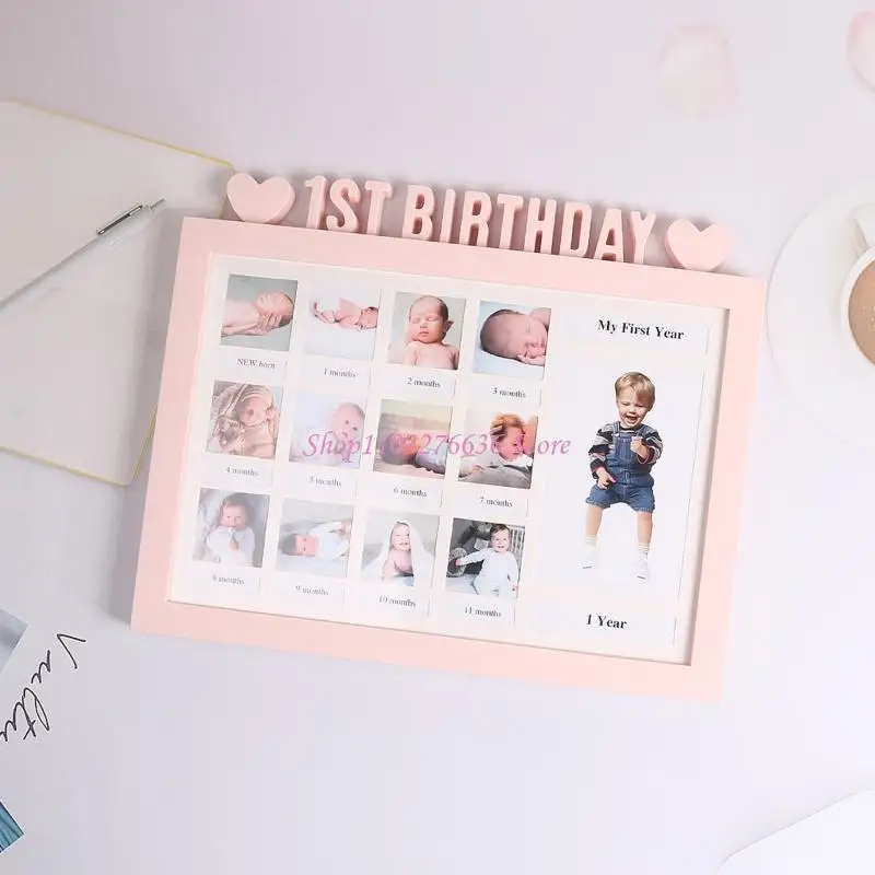 R6FD First Year Photo Moment Baby Frame DIY 0-12 Month Picture Display Gift