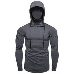 Men's Hoodies Long Sleeve Sweatshirts Casual Gym Thin Hooded Pullover High Neck Hoodie Face Cover Sweatshirt Top Jacket Coat
