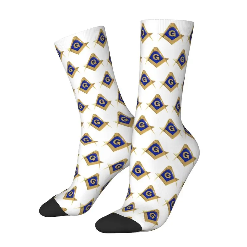 Freemason Gold Square Masonic Dress Socks Men Women Warm Funny Novelty Crew Socks