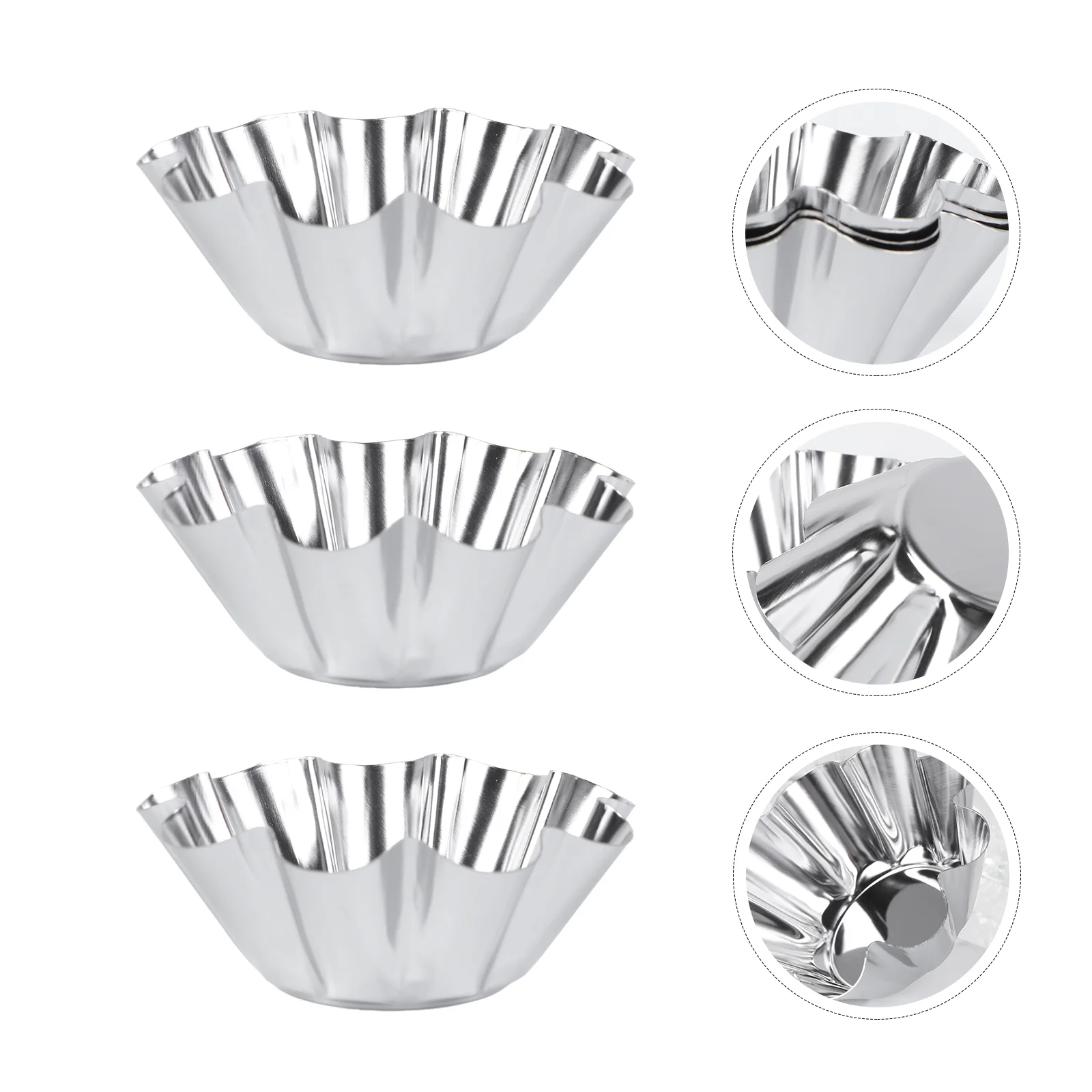 6 Pcs Non-stick Tart Pans Brioche Bread Flower Mold Baking Tray Muffin Cup Stainless Steel