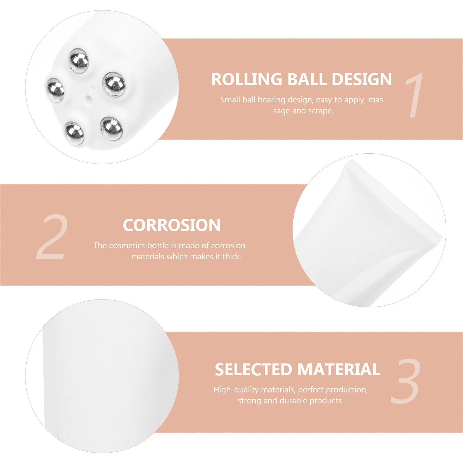 

1Pcs Brightening Cosmetics Roller Ball Bottle Durable Shockproof Leakproof Reusable Essential Oil Body Lotion Storage Travel