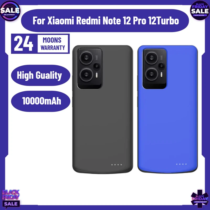 

10000mAh Power Case for Xiaomi Redmi Note 12 Pro External Smart Battery Charger Case Power Bank Cover for Redmi Note 12Turbo