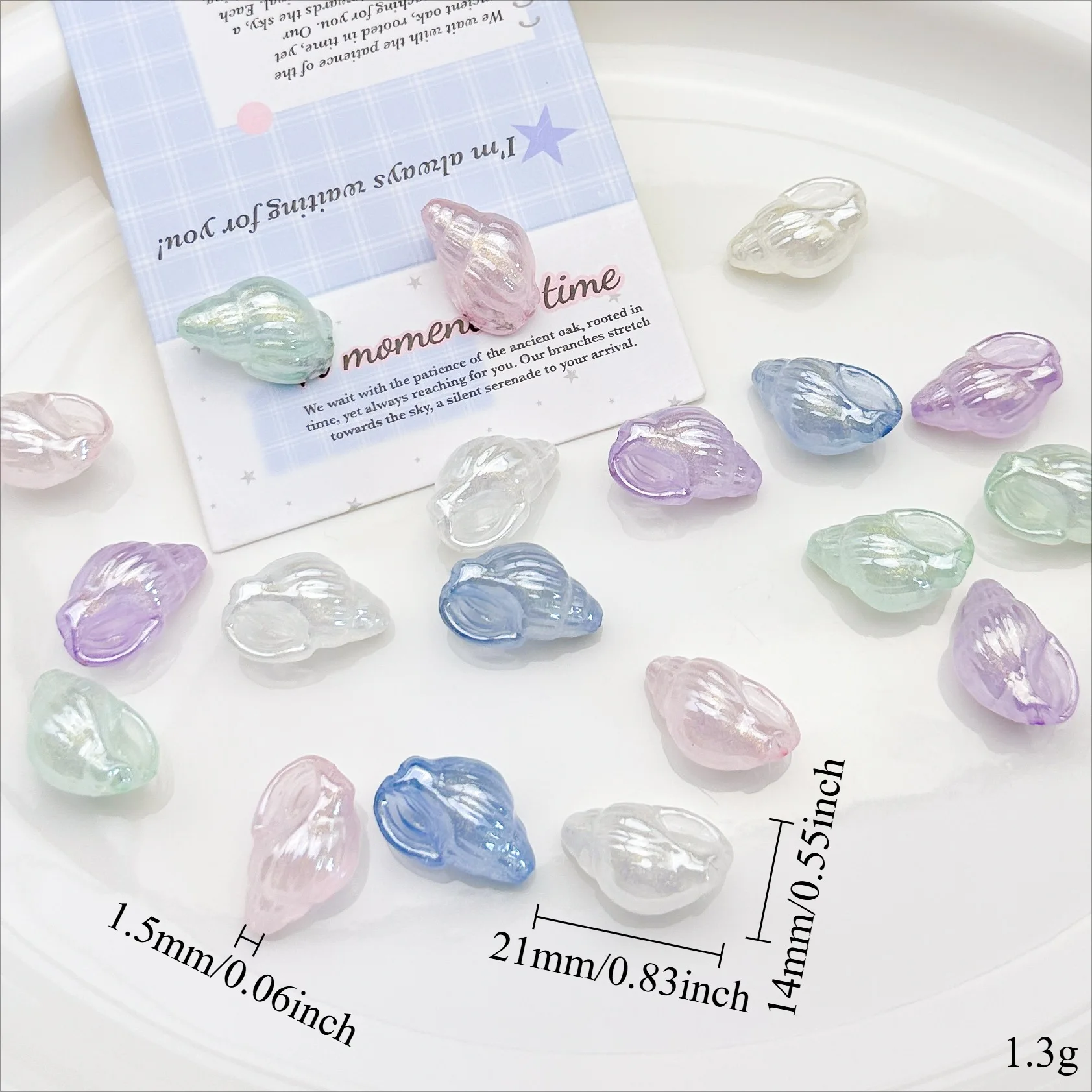 20PCS Acrylic UV-Coated Rainbow Flowing Light Cute Conch Loose Beads For DIY Bracelets Necklaces Jewelry Making Accessories