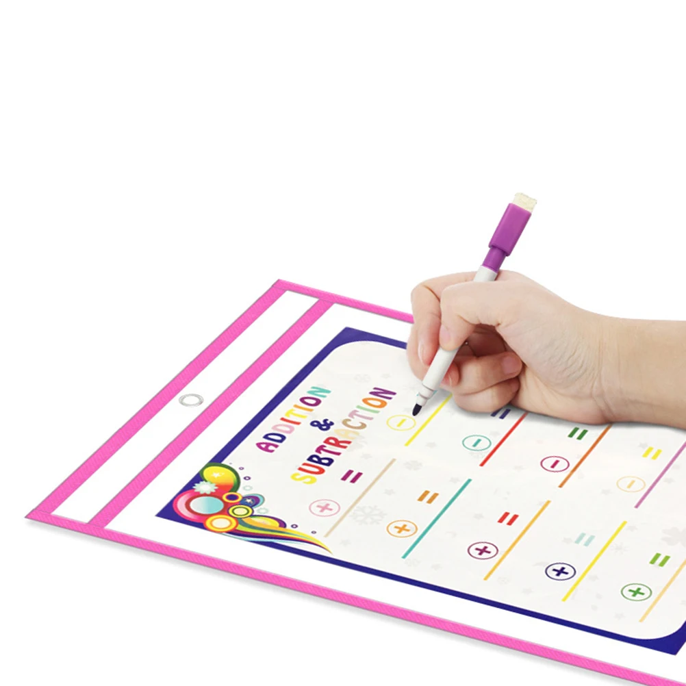 

10Pcs Transparent Dry Erase File Pockets Waterproof PVC Document Pouches for Office School Reusable Clear Storage