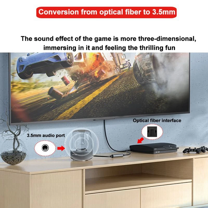 كابل تحويل الصوت الرقمي إلى التناظرية ، بصري ومحول إلى التناظرية ، L ، R ، RCA ، يصلح ل PS5 ، TV ، SPDIF