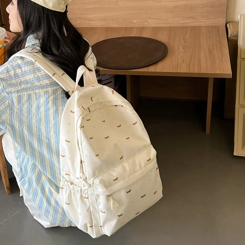 Fashion Nylon Dog Backpack Korean Style Large Capacity Students School Bag Storage Bag Travel Bag Shoulder Bag Outdoor