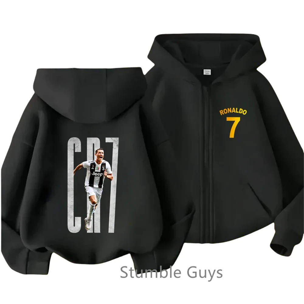 Football Star Ronaldo- Hoodie Kids Clothes Trucksuit Boys Fashion Jersey Zipper Sweatshirt Girls Long Sleeve Casual Anime Tops