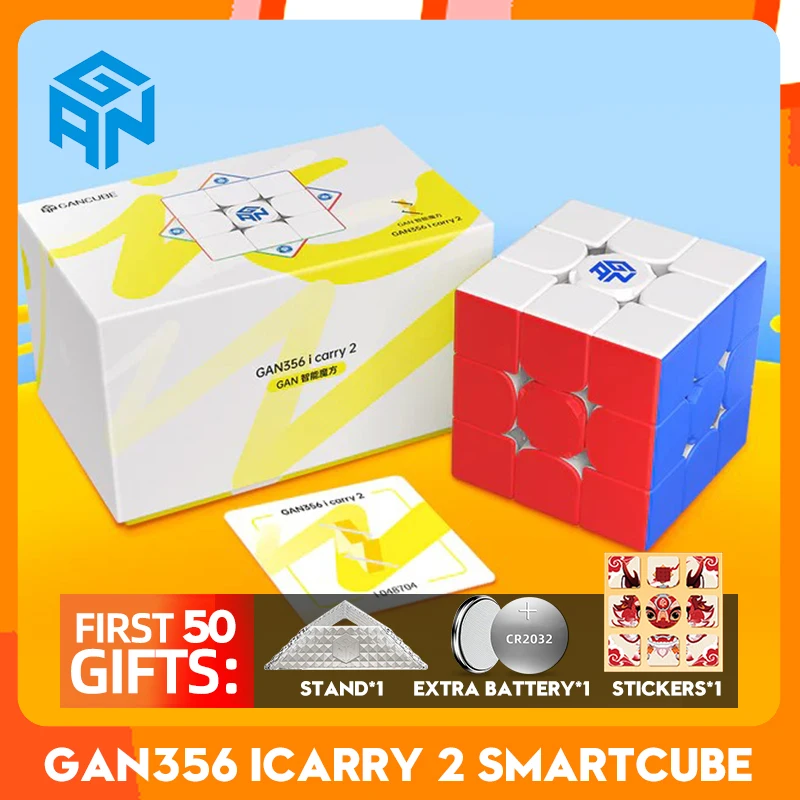 Gan 356 I Carry 2 Uv Smart Magnetic Cube 3x3 Puzzle Toys Stickerless Cube,Intelligent Tracking Movements Steps with CubeStation