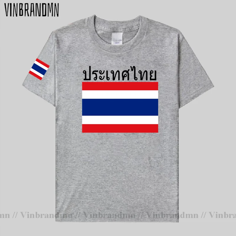 Thailand Men T Shirt Jerseys Nation Team Tshirt 100% Cotton T-shirt Meeting Fitness Brand Clothing Top Tee Thai Country Flags TH