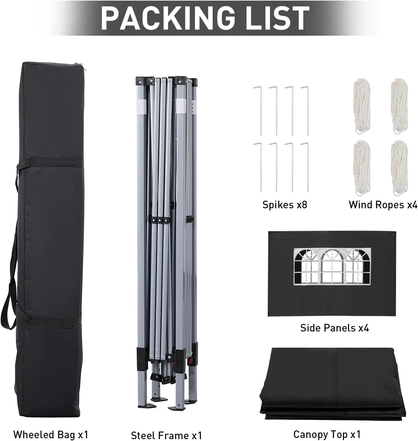 خيمة طلاء منبثقة للمناسبات ، مأوى فوري ، ستائر خارجية محمولة ، مظلة سوداء ، مع 4 جدران جانبية قابلة للإزالة ، 10 × 10 أقدام