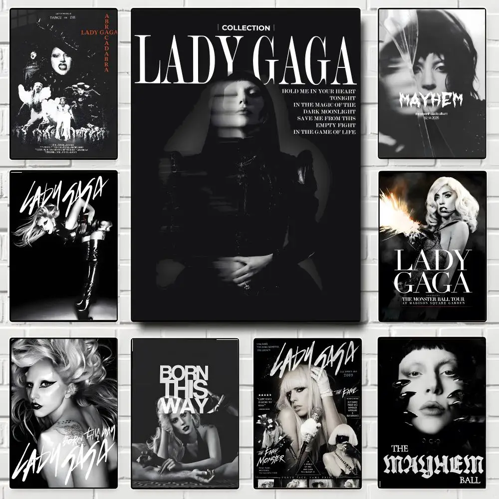 Singer Lady Gaga Poster Self-adhesive Art Waterproof Paper Sticker Coffee House Bar Room Wall Decor