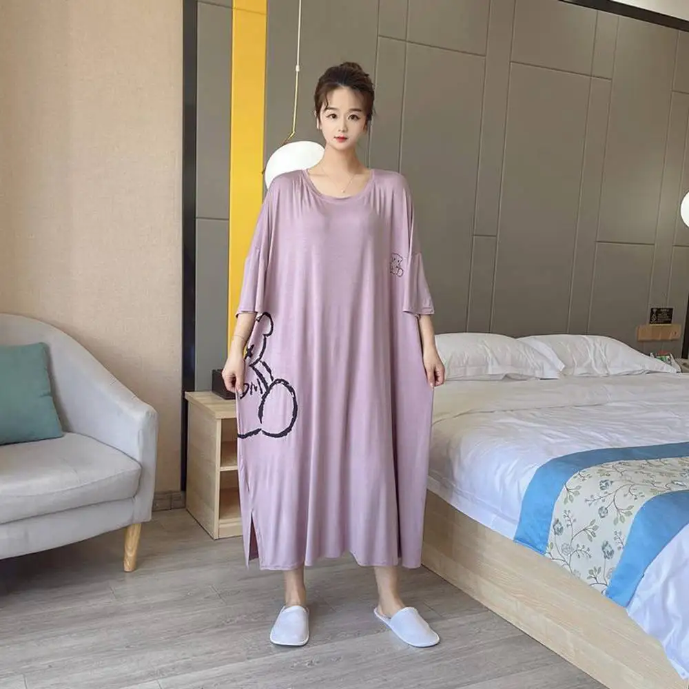 Plus Size 5XL 150KG Night Dress Short Sleeve Sleepwear Female Nightgown Women Sleeping Dresses Oversized Night Shirts