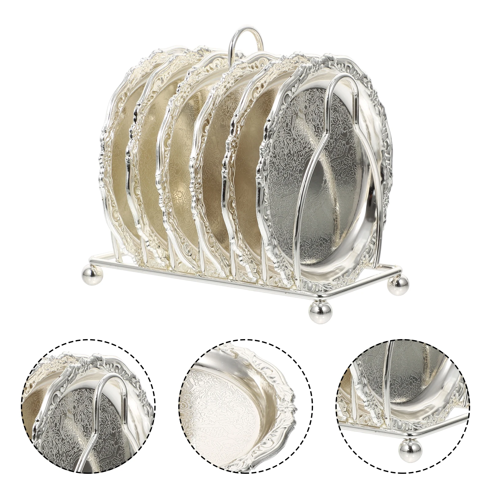 

1set Metal Cup Coaster Heat Resistant Zinc Alloy Drink Coasters For Kitchen Carved Pattern Cup Mat Furniture Protection