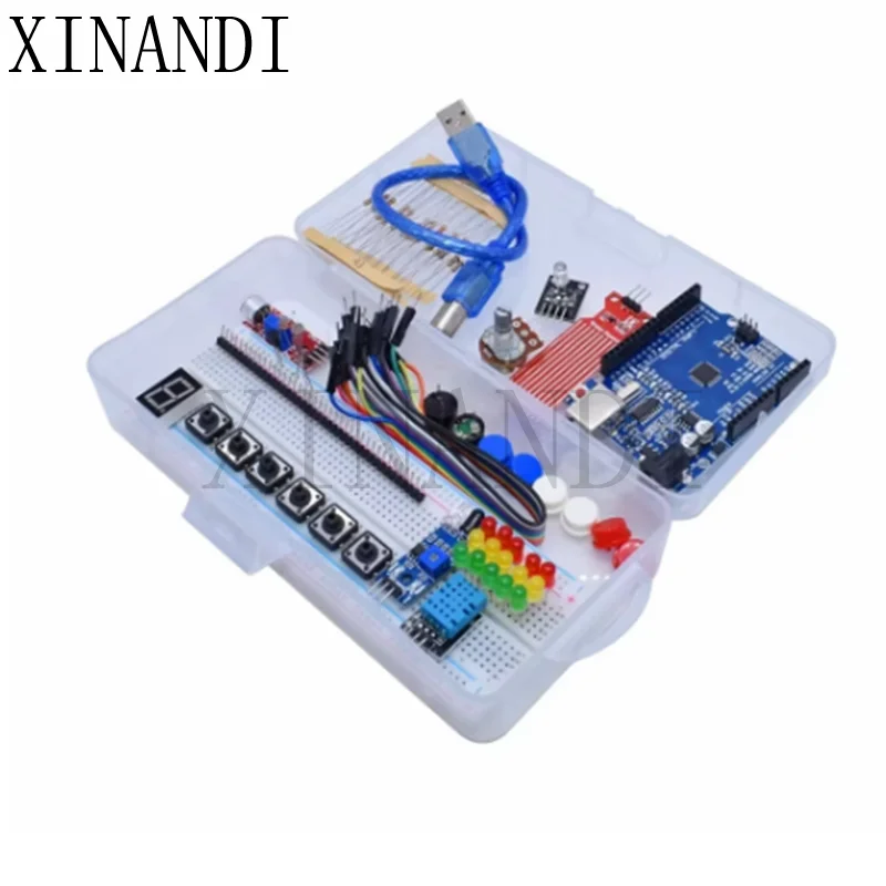 Starter Kit for Arduino Uno R3 Breadboard Basic simple learning kit, sound/water level/humidity/distance detection, LED control