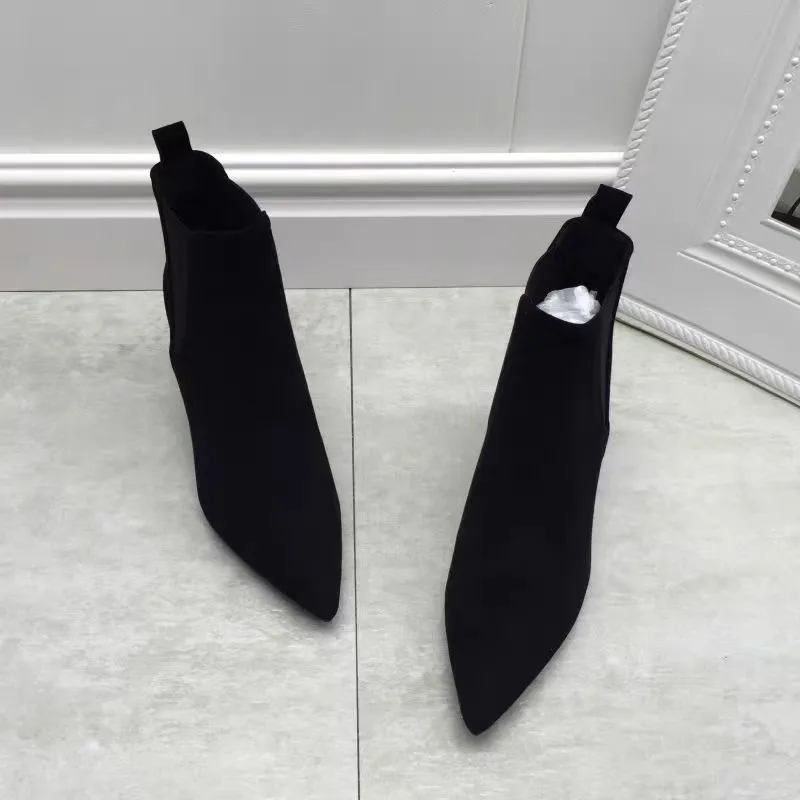 

Осень 2023, новые простые женские модные женские ботильоны на высоком каблуке с острым носком на шпильке