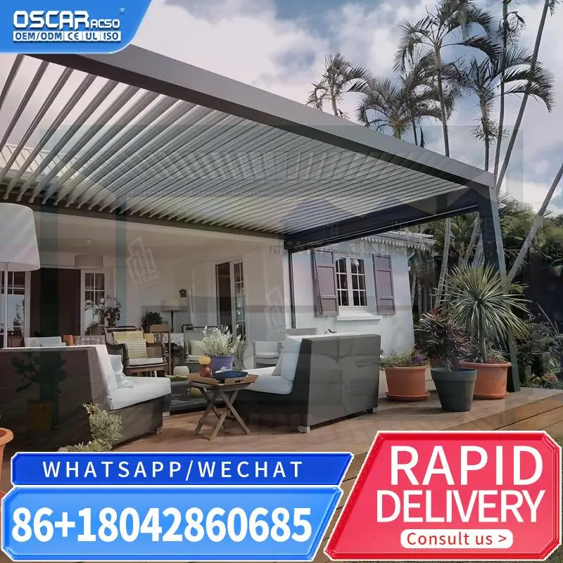 

Современные уличные алюминиевые электрические водонепроницаемые жалюзи, отдельно стоящая садовая беседка на крыше для европейских дворов, балконов, дворов