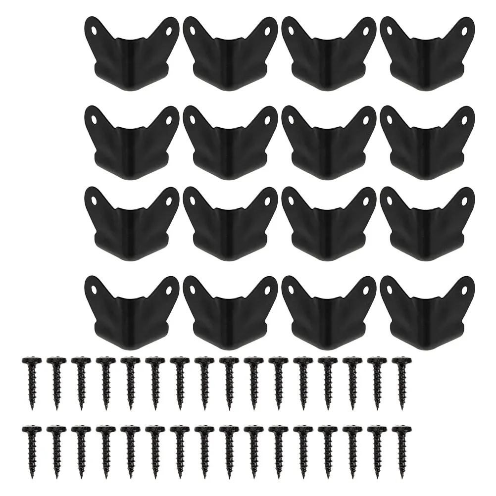 

16pcs Cabinet Corner Protectors Metal Furniture Anti Collision Guards Sturdy Sound Box Protection With Screws For Stage Cabinet