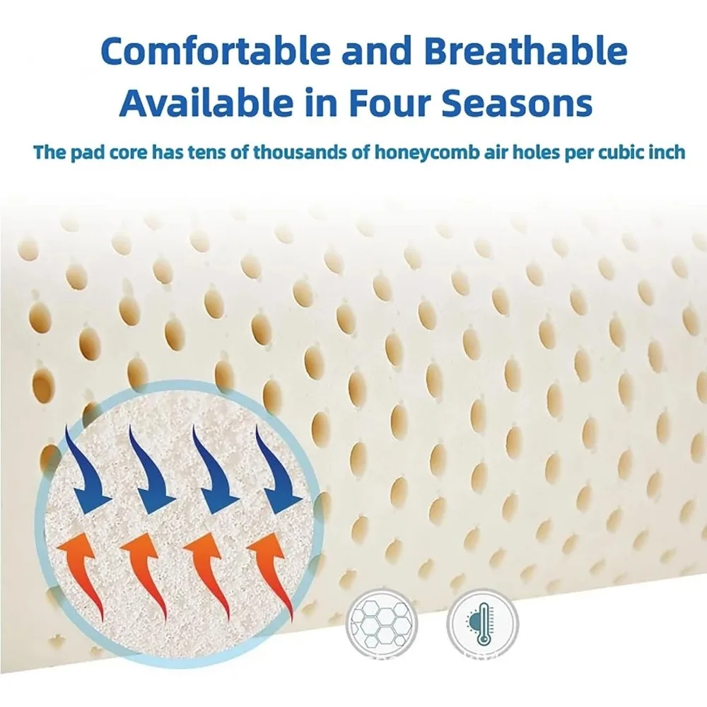 مرتبة علوية من اللاتكس متوسطة الحجم مغطاة بالقطن العضوي، خيارات 1-4 بوصة، مثالية للنوم العميق، مقاس كينج، سميكة 76 × 80 × 1 بوصة