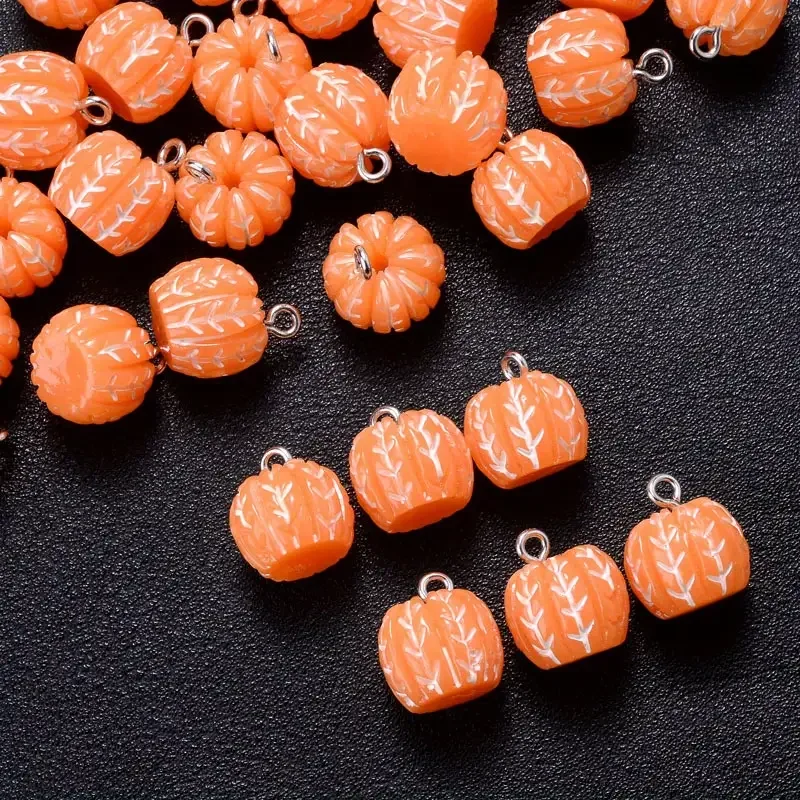 10pcs Per Pack Orange Resin Pendant Set, 3D Fruit-Shaped Charms for DIY Jewelry Making, Keychains Accessories, Craft Supplies