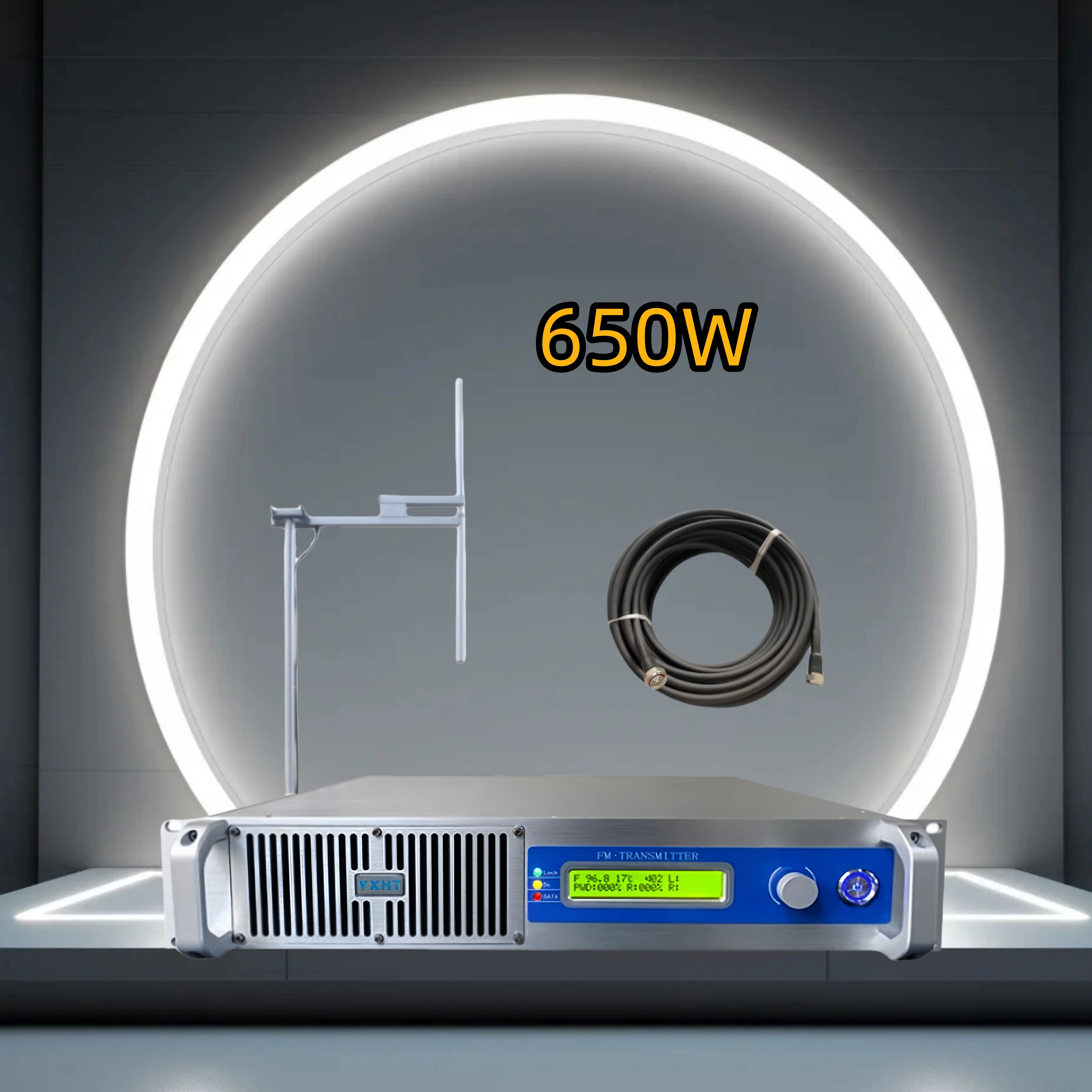 

650W FM Transmitter Complete Kit – 1-Bay Antenna + 30M Cable (Incl. Connectors) for Small Radio Stations