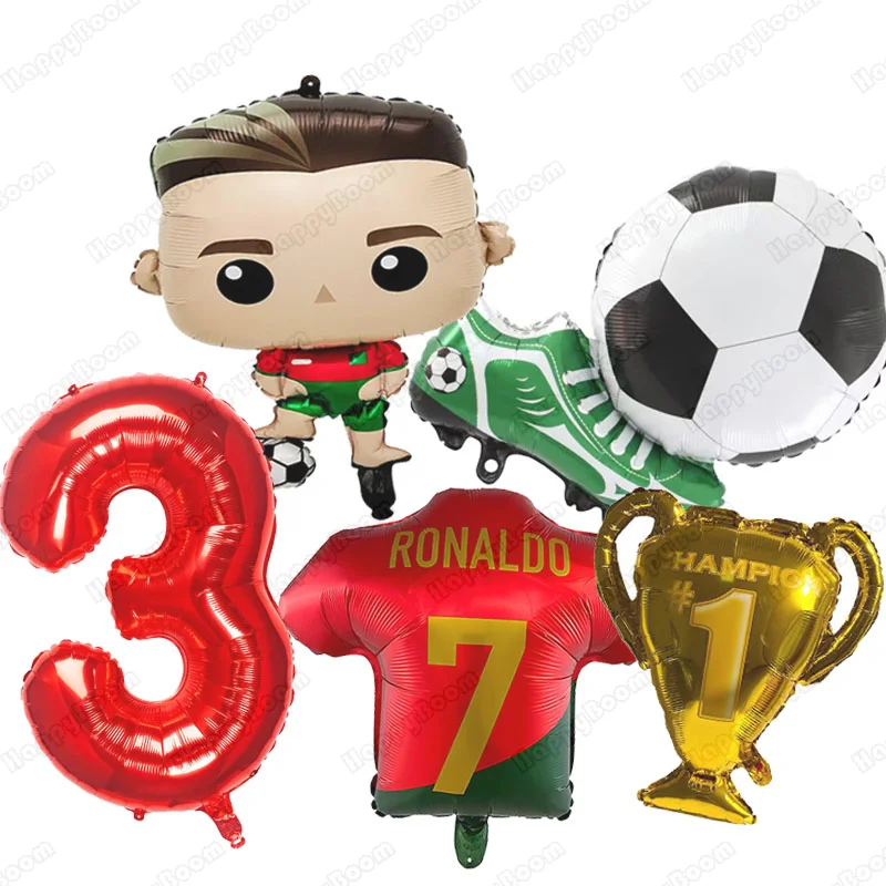 5 stks Cr7 Voetbal Verjaardag Aluminium Film Ballonnen Jongen Voetbal Thema Verjaardagsfeestje Decoratie Cr7 Party Photo ProSuppliesp