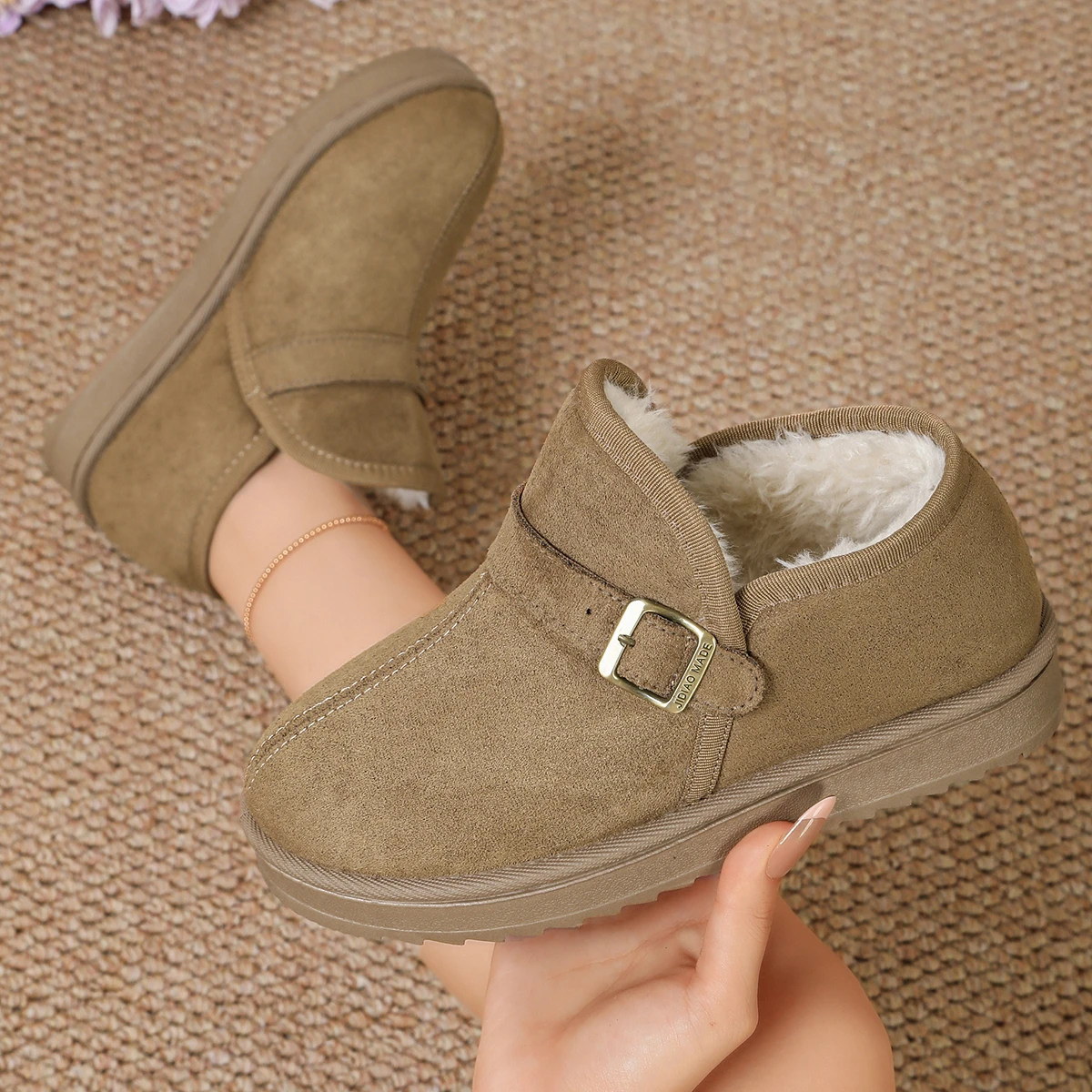 Women Suede Short Snow Boots M - Anti Loop Rubber 评论和价格