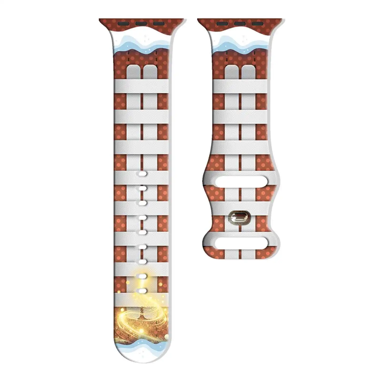 

Рождественский ремешок для часов с сферическим принтом для Apple Watch 11, 10, 9, 8, силиконовый ремешок, сменный браслет для iWatch 38 мм, 40 мм, 41 мм
