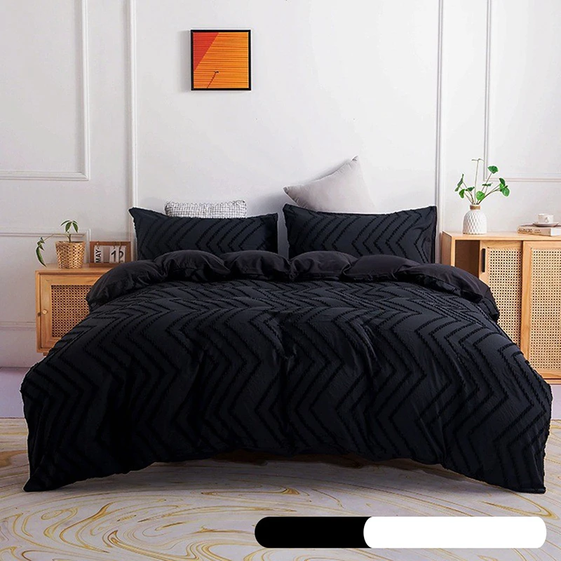 Premium Solid Geometric Jacquard Quilt Cover Set Skin-Friendly Comforter Cover with Pillowcase Nordic Home Decor for All Seasons
