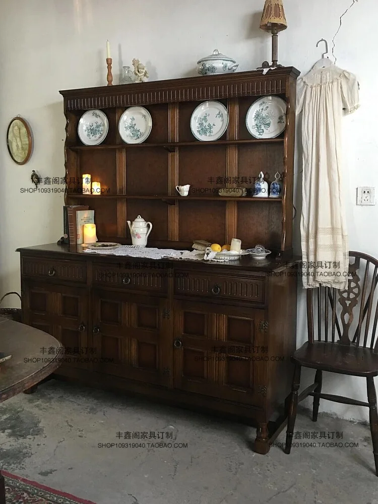 

American Retro Vintage Sideboard Cabinet Living Room Solid Wood Display Cabinet Old Shanghai Storage