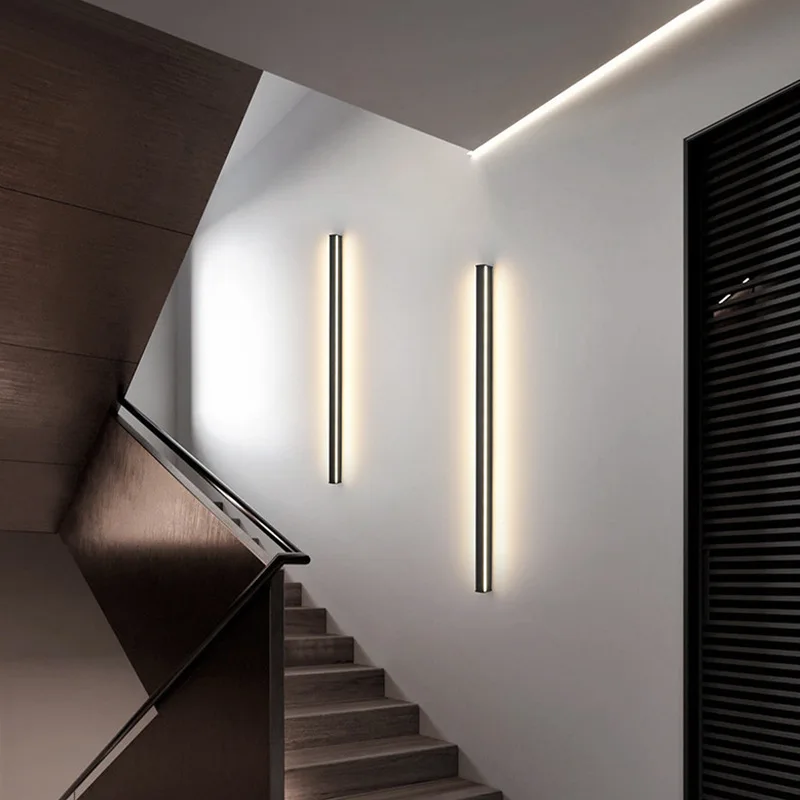 Modern Brief Aluminum Wall Sconce Lamp Ultra Narrow Linear Blackground Light For Bedroom Home Decor Soft Light Not Glaring