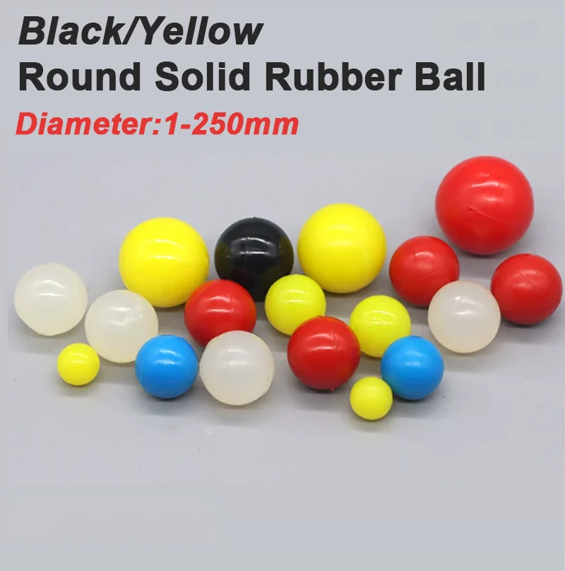 Multi-Purpose Solid Rubber Ball Round Diameter 1/2/2.5/3/3 .5-250mm Industrial Sealing Accessories/game Gun Bullets Black/yellow