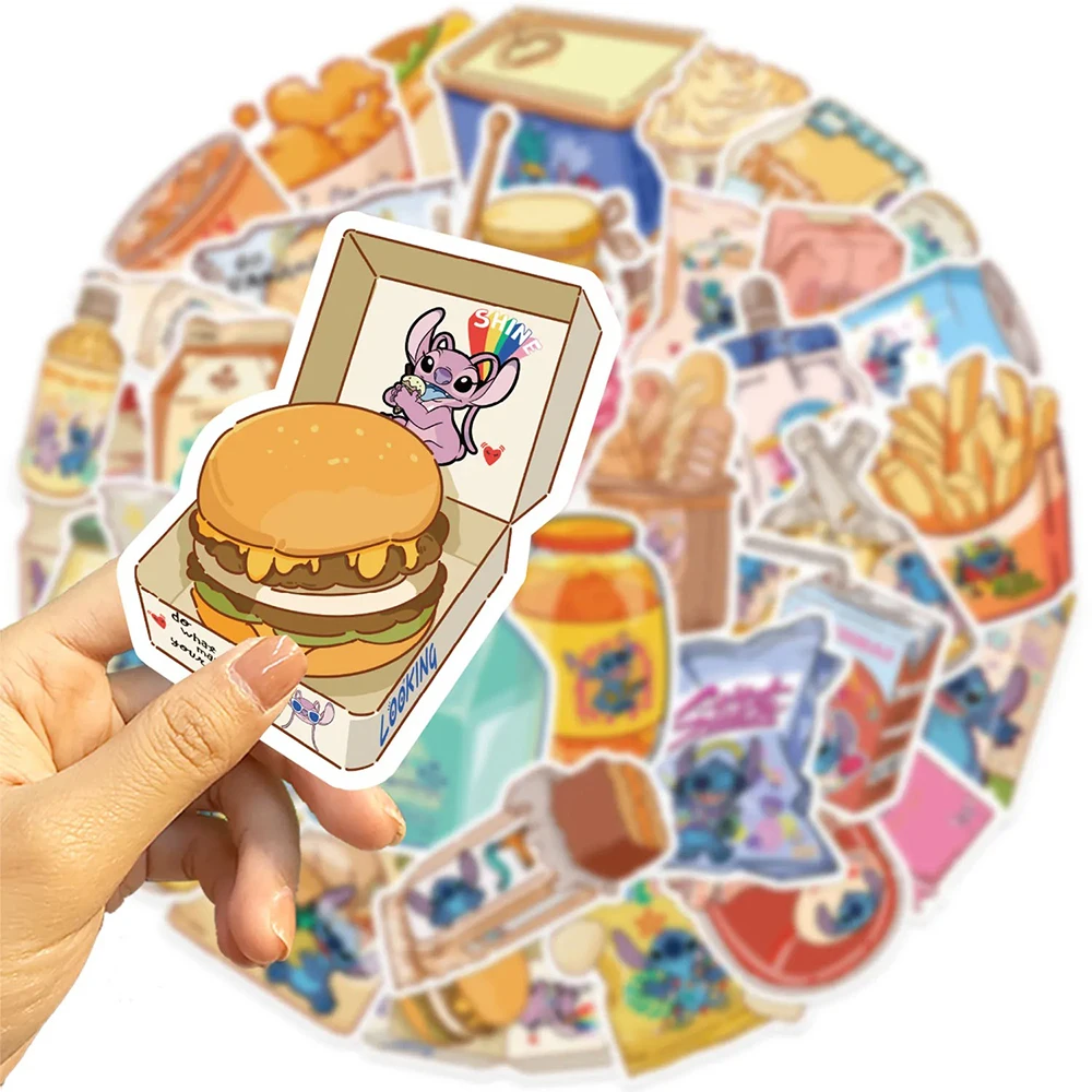 

10/20/40pcs Funny Disney Stitch Food Snack Stickers Cartoon Creative Decals DIY Phone Water Bottle Laptop Cute Sticker Kids Toy