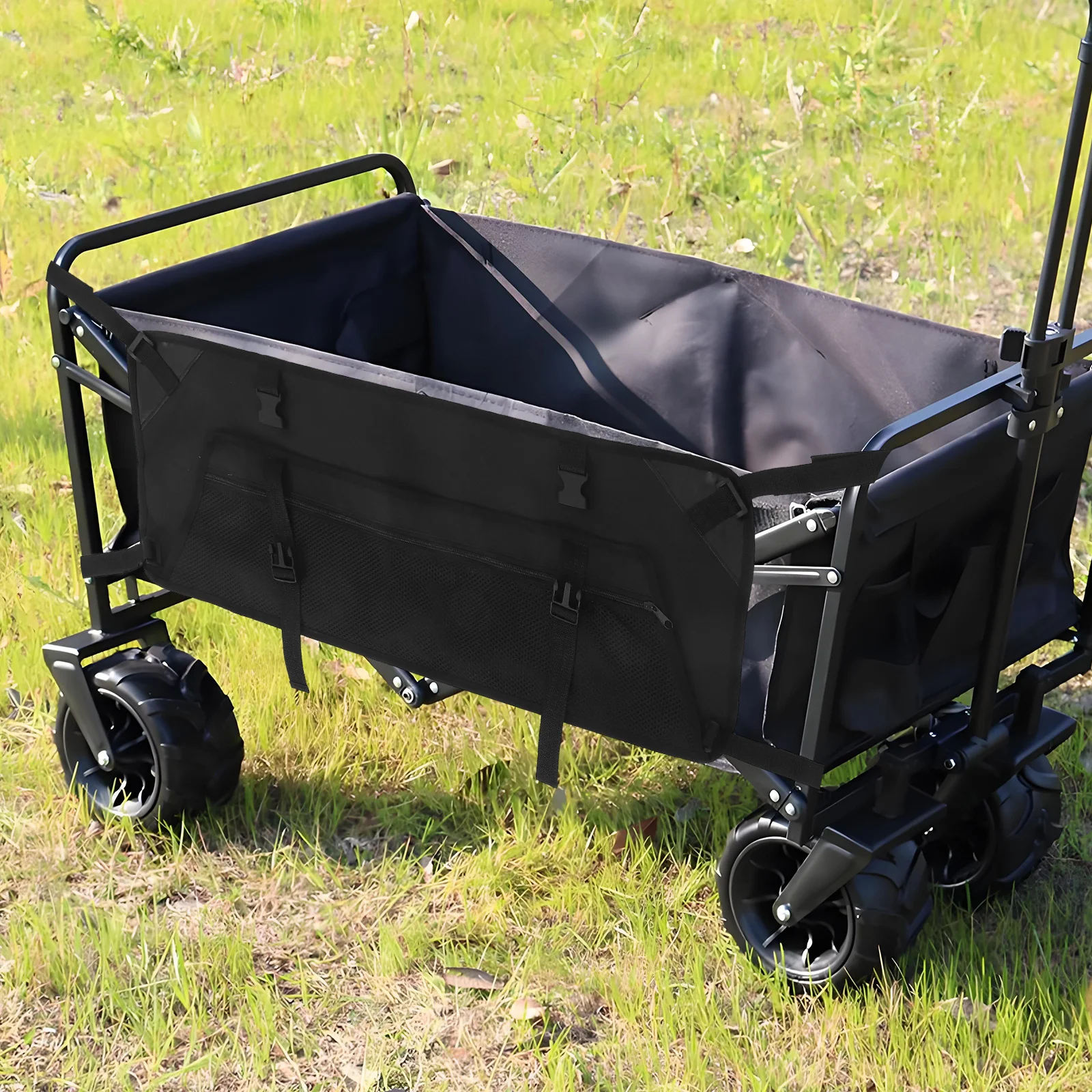 

Camping Wagon Side Bag Foldable Oxford Mesh Pouch Storage Organizer For Outdoor Gear Cart Attachment Durable Camping Accessories