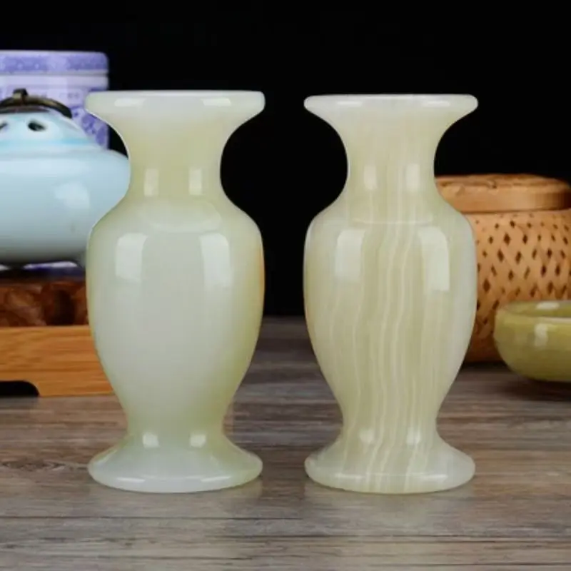 Natural Stone Vases Ornament Home Decoration Accessories For Living Room Office Desk Afghan Jade Desktop Vase Miniature Crafts