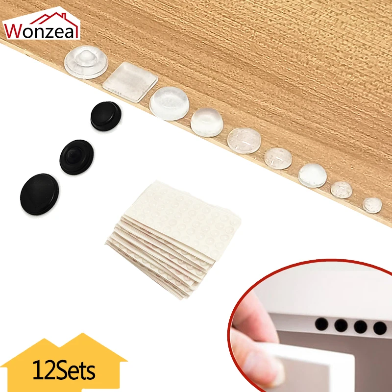 

12 Sets Cabinet Door Bumper self-adhesive silicone damper pad Accessories for kitchen cupboard drawer stop