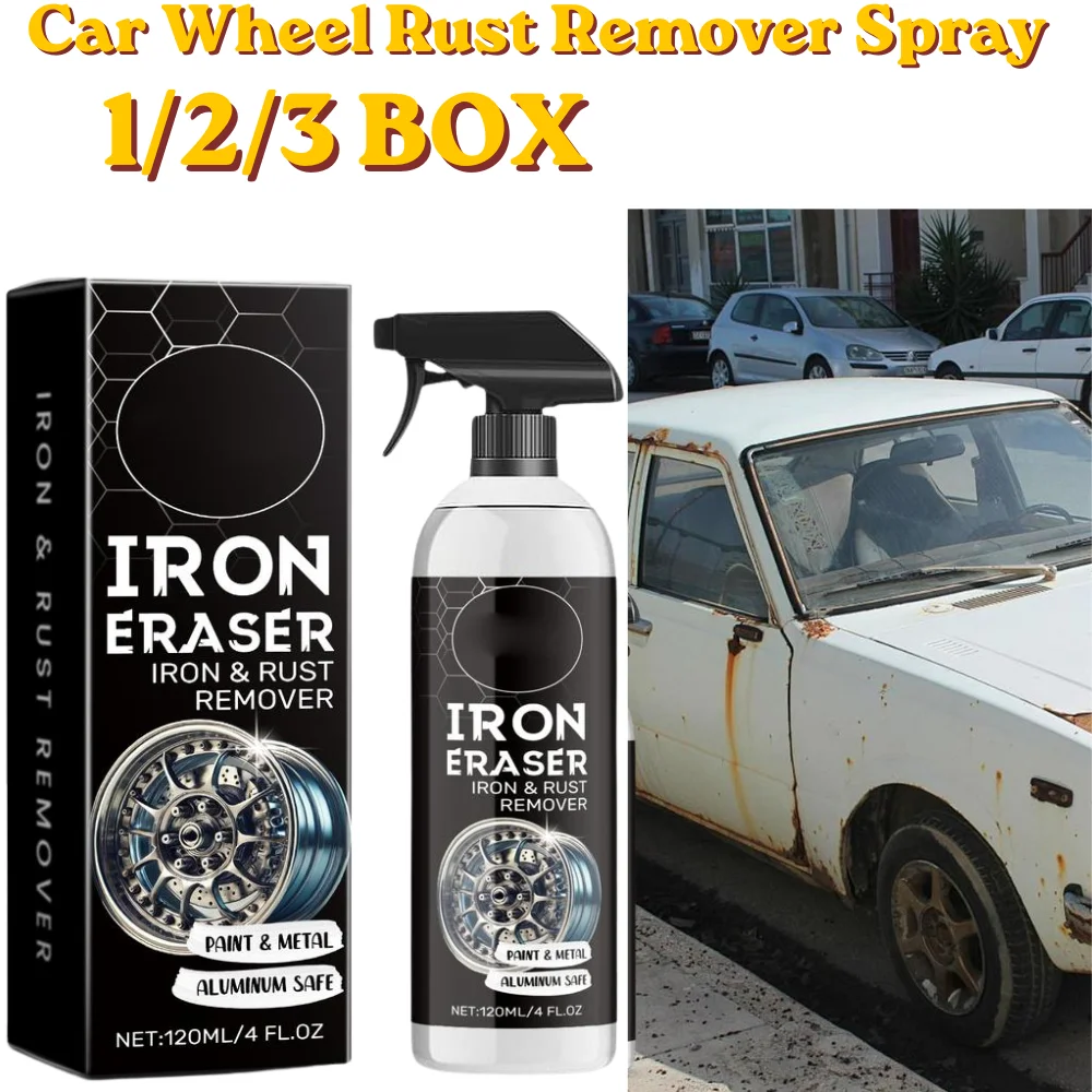 Car Rust Remover Spray Iron Powder Cleaner 1/2/3pcs Car Wheel Iron Powder Rust Remover Multi-Surface Safe Rust Remove Spray