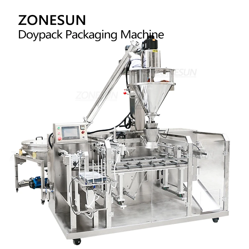 ZONESUN Automatic Powder Filling Sealing Machine Plastic Bag Feeding Milk Powder Flour Pepper Packaging Production Line