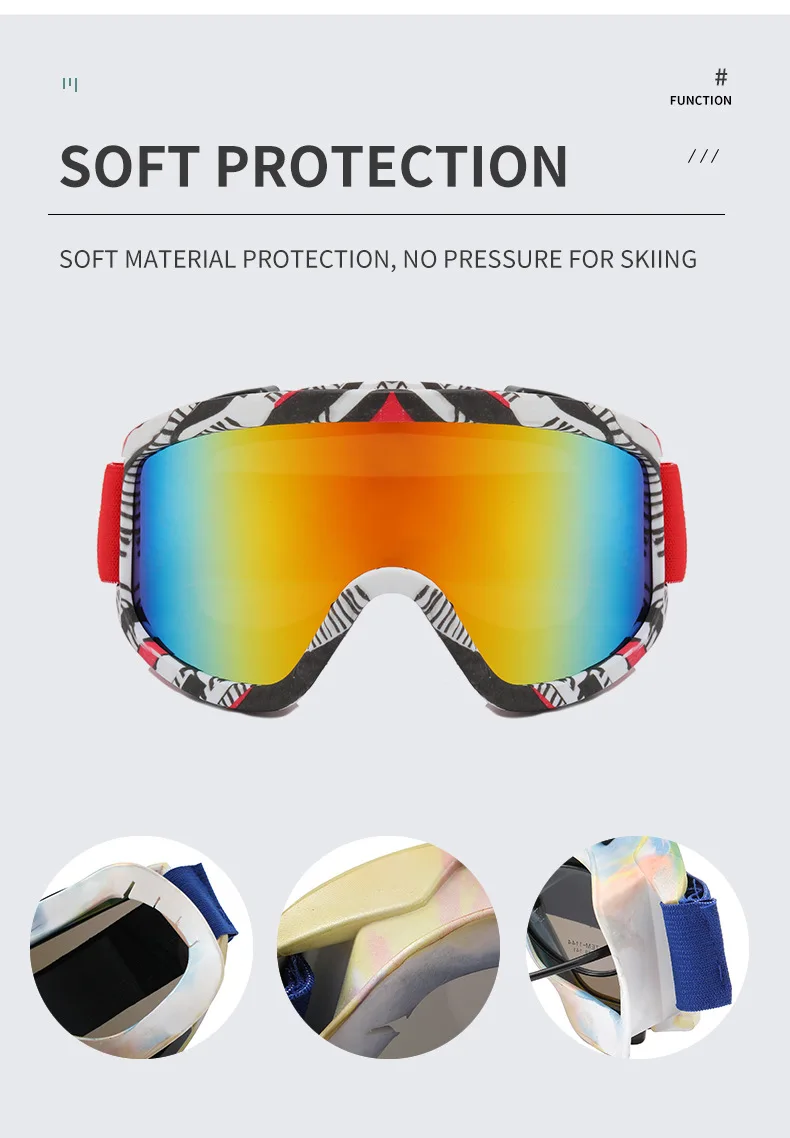 Hot selling：Wholesale High Quality Design Ski Snow Goggles Fog UV Protection Ski Goggles