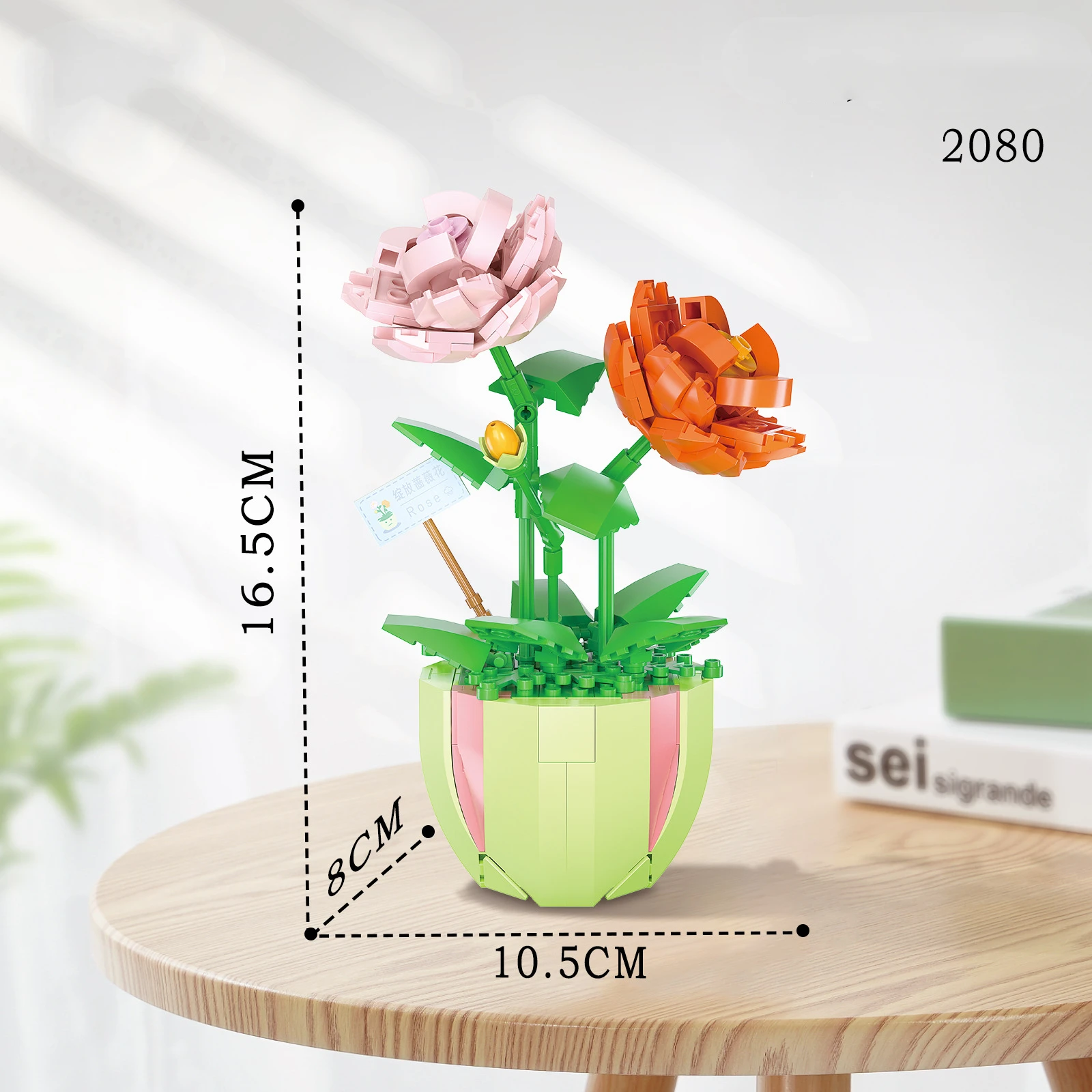 Rose Flower Building Block Brick Eternal Bouquet Prickly Pear Model Plant Decoration Educational Toy For Kids Birthday Gift
