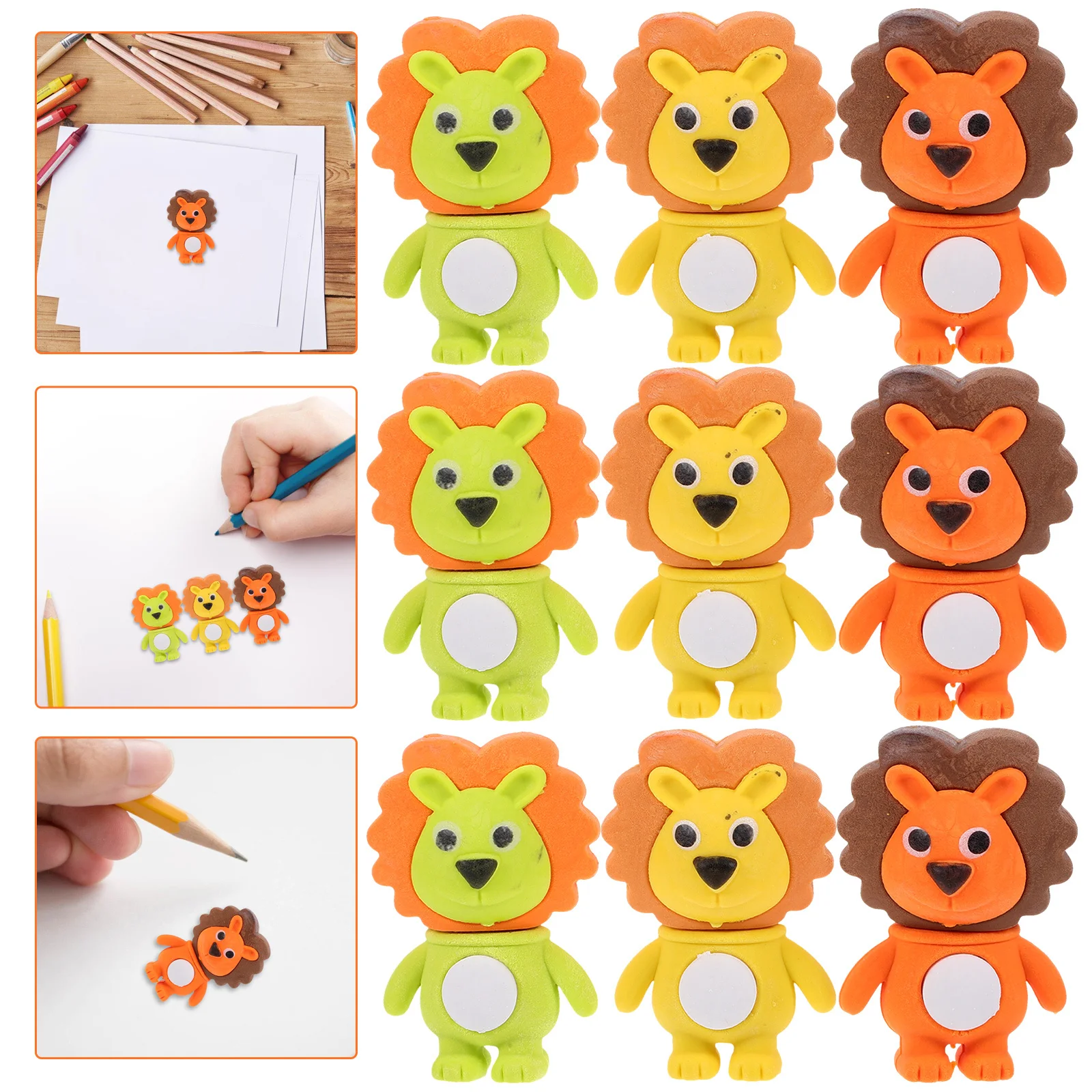 

24Pcs 3D Lion Shaped Erasers Delicate Multi-Function Pencil Erasers for Kids Student Supply Wear-Resistant Portable Daily Use