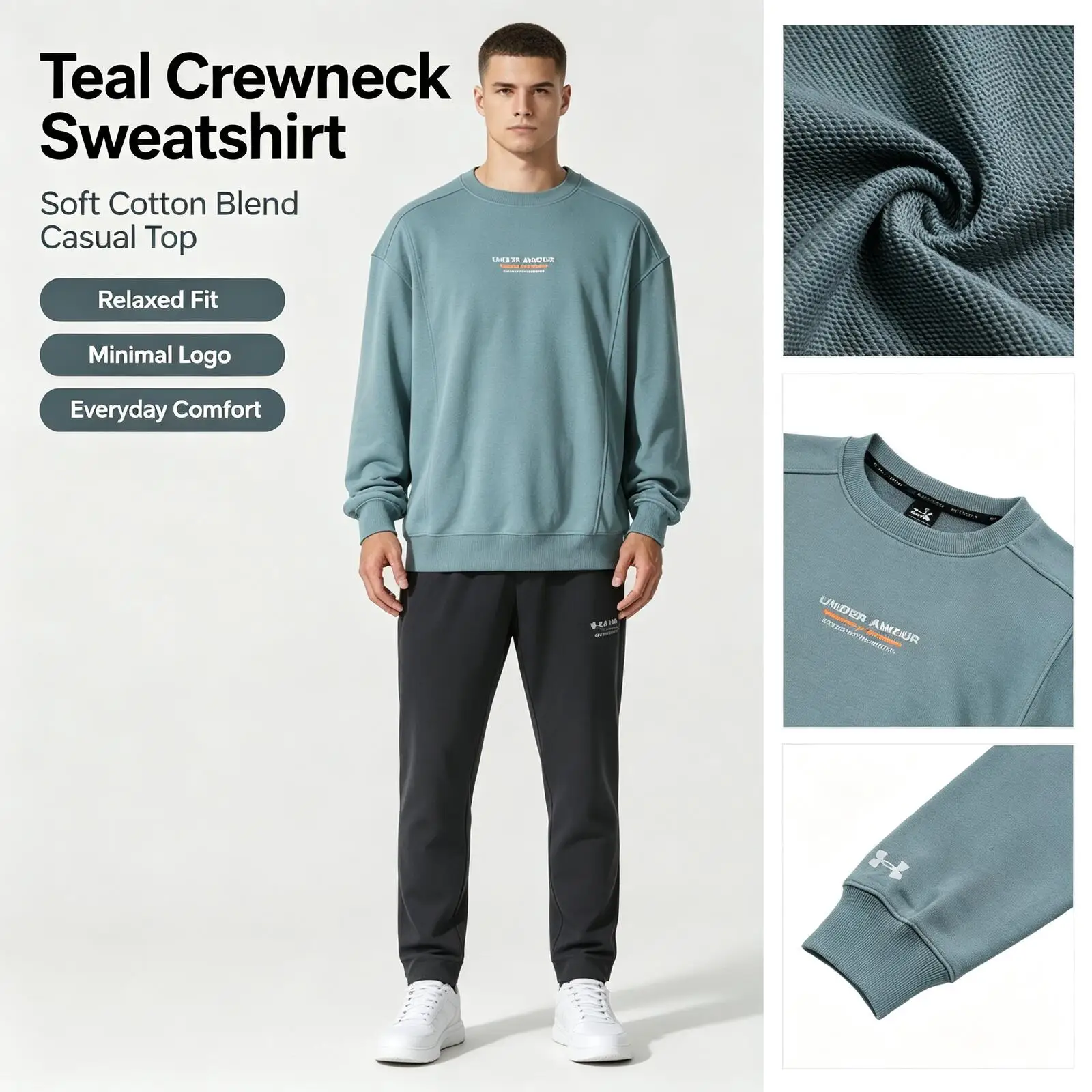 Under Armour Men's Sweatshirt, Sportswear, Comfortable, Casual, Fashionable, Round Neck Pullover Top 6010096-323