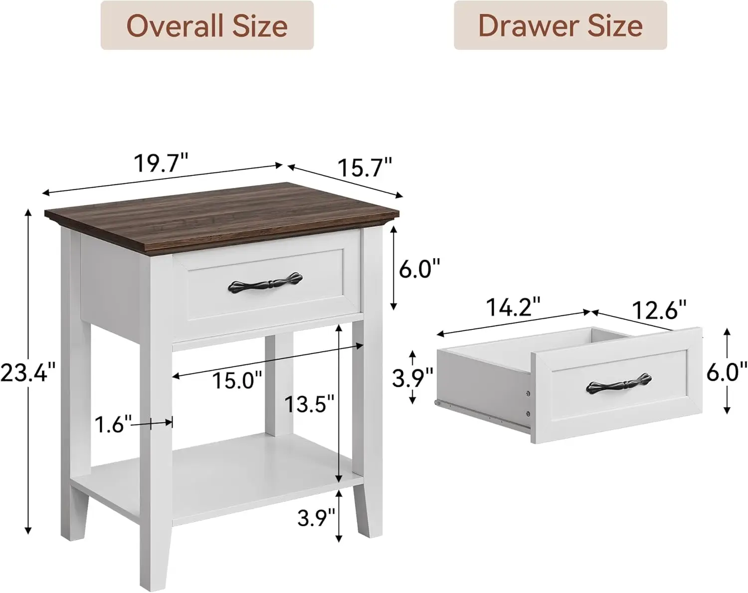 Nightstands Set Of 2, End Table With Drawer, Side Table For Spaces, 2 Tiers Storage Shelves With Dresser, Bedside Table For