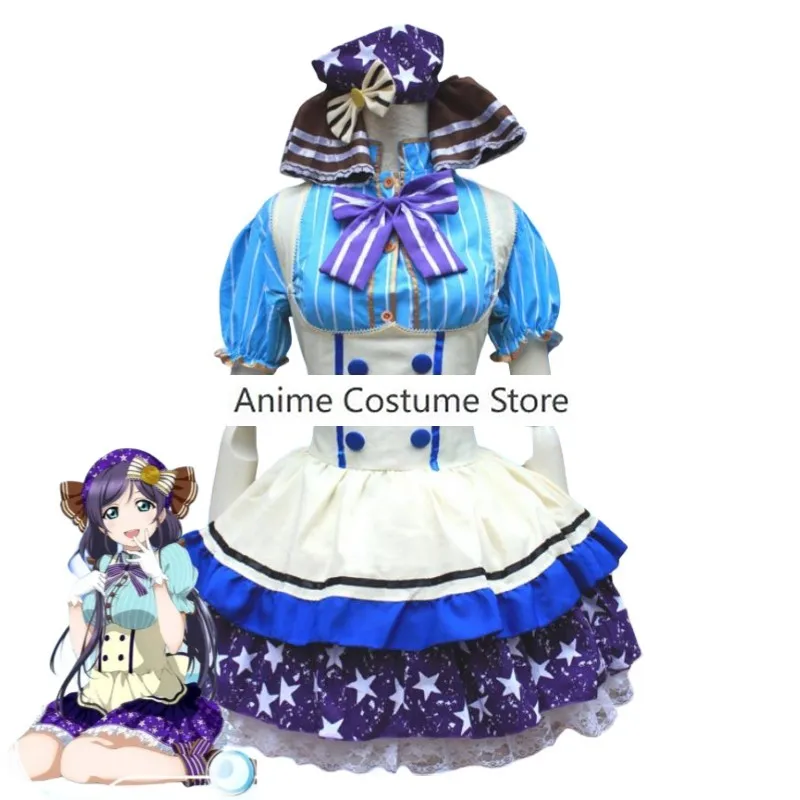 애니메이션 노조미 토조 러브 라이브 Live M's 코스프레 코스튬 가발, 로리타 캔디, 섹시 여성 메이드 유니폼, 할로윈 카니발 파티 세트