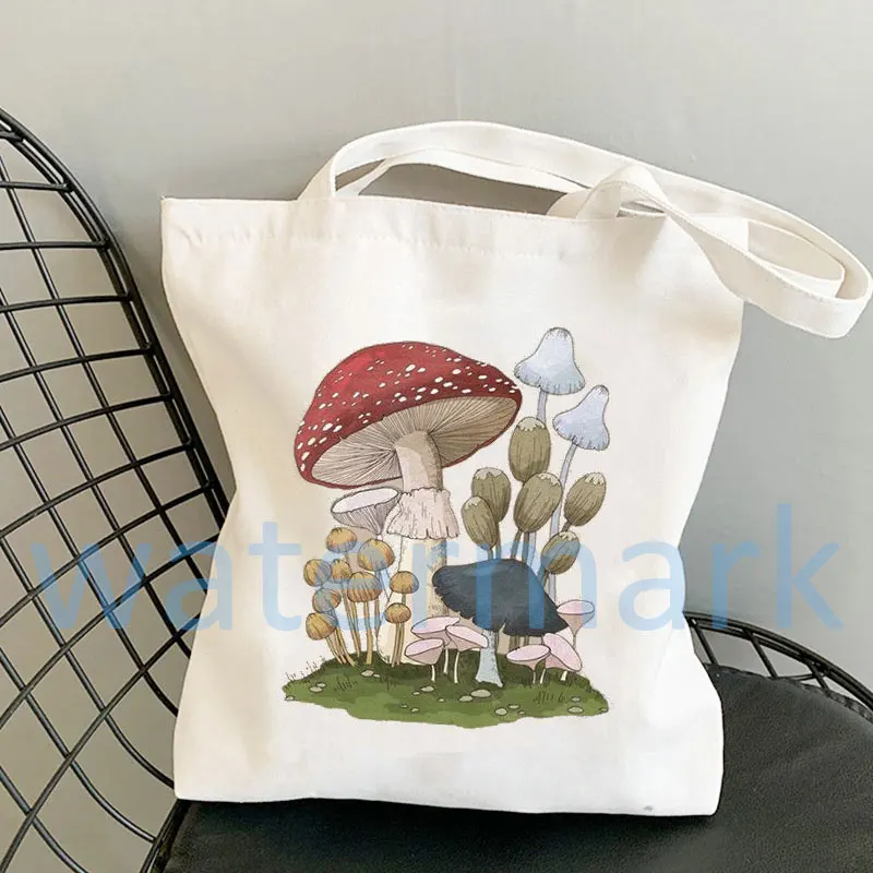 Mystical Mushrooms Moonlight Forest Hand illustrated and printed Tote Bag bolso grande mujer cotton bag canvas bags shopping bag