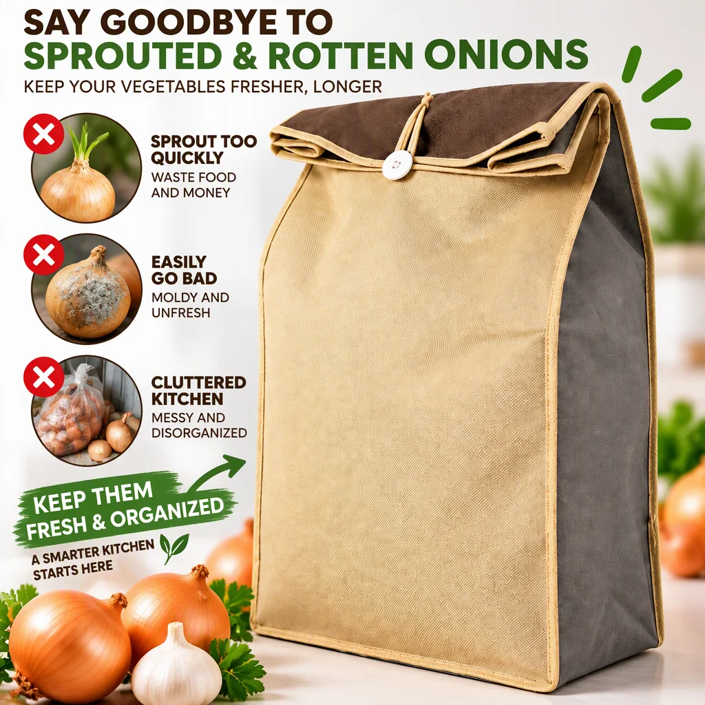 Reusable Self Sealing Potato & Onion Storage Bags, Potato and Onion Storage Bags with Blackout Lining & Drawstring for Pantry