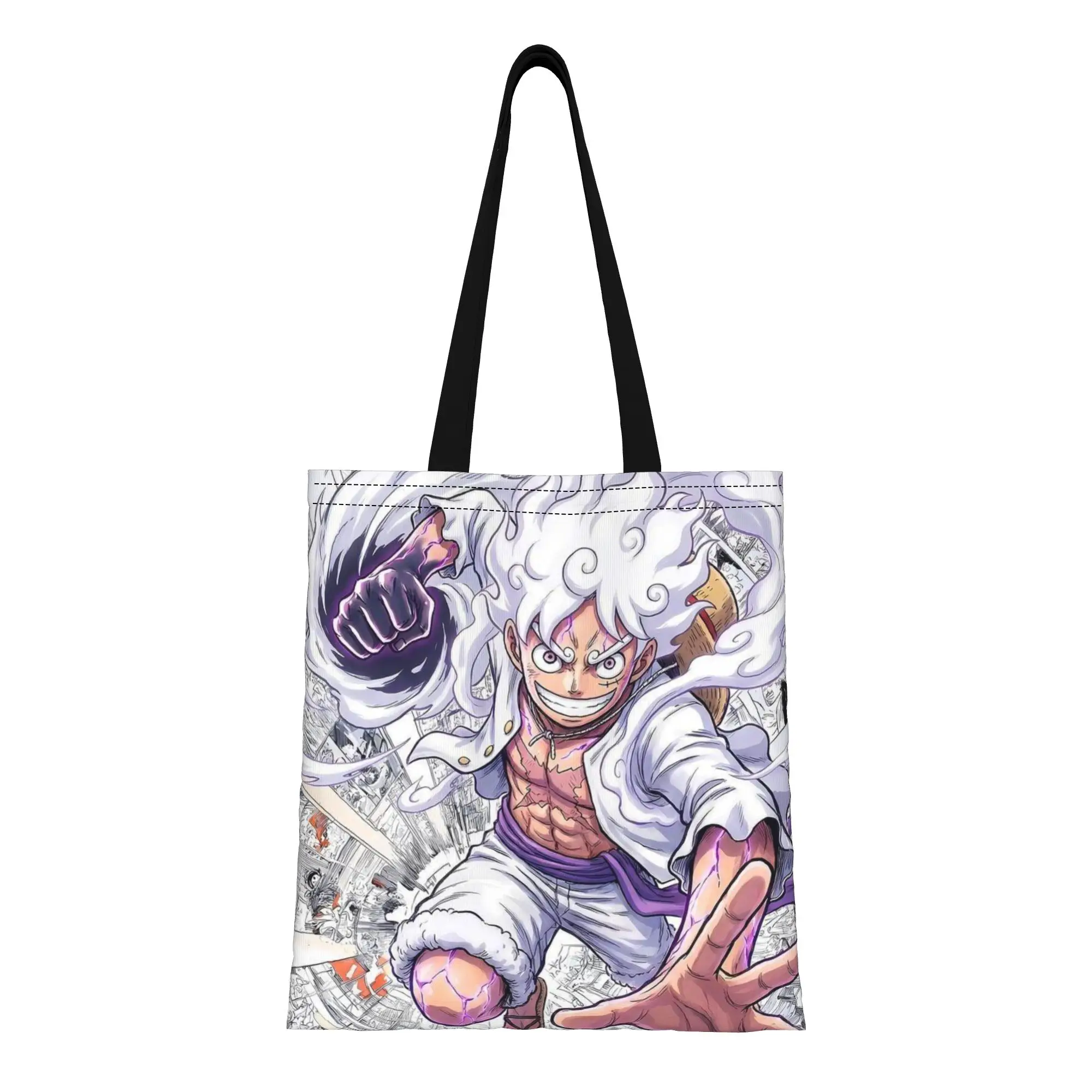 Back to school season Pirate King Anime One Piece Canvas Tote Bag Perfect for Travel Women's Top-Handle Bags