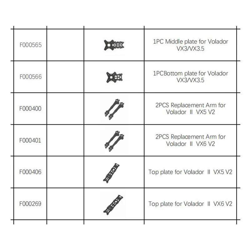 Flyfish Volador  II 5-6 Inch / VX5 VX6 VD5 VD6 V2 / VX3 VX3.5 / VX6 VX5 V2 / FlFTY5 FPV Frame Kit Repair Parts