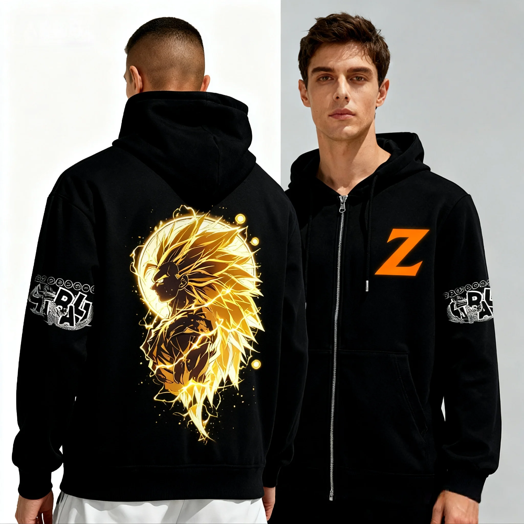 

Мужская хлопковая толстовка на молнии с принтом BANDAI, пуловер, толстовка, повседневная уличная куртка с капюшоном, верхняя одежда с длинными рукавами