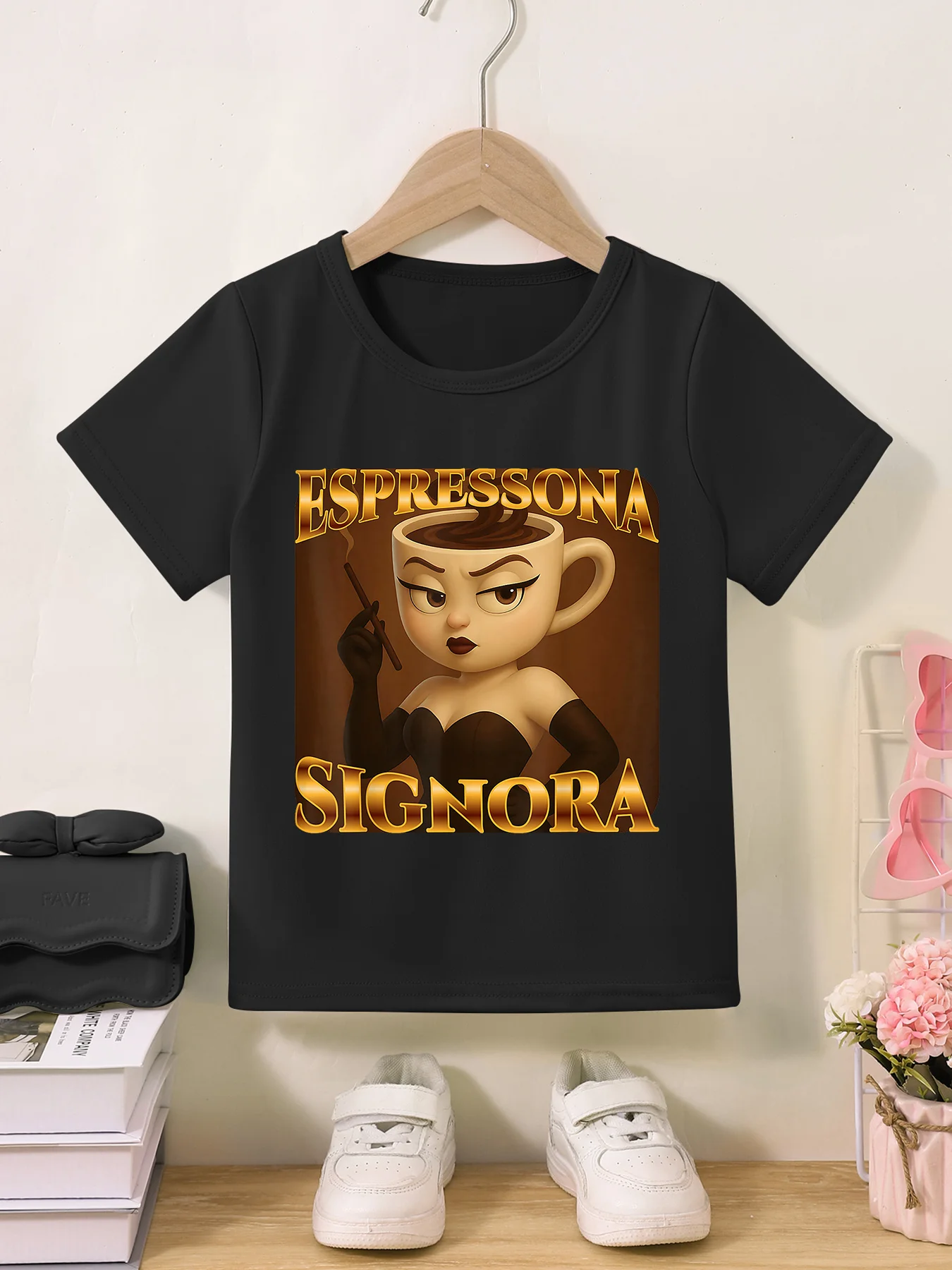 

Boys and girls fashion short-sleeved T-shirts Italian Brainrot popular pattern printing leisure sports outdoor spring and summer